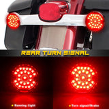 NTHREEAUTO 3 1/4 inch 1157 Front + 1156 Rear LED Turn Signals Flat Smoked Lens Tail Lights Running Light Compatible with Harley Electra Glide Road King Heritage Softail Touring