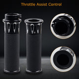 NTHREEAUTO Handlebar Hand Grips Motorcycle Throttle Grip for 1" / 25mm Handle Bars Universal Compatible with Harley Dyna Sportster 883 1200 Road Electra Glide Softail Touring