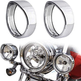 NTHREEAUTO Chrome Motorcycle Lights Frenched Ring Kit Compatible with Harley, 7" Headlight Trim Ring Decorate Visor + 4 1/2" Fog Light Trim Ring Decorate Visor(Chrome)