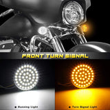 NTHREEAUTO LED Lights 2 Inch Bullet Style Turn Signal Front 1157 Pannel Compatible with Harley Dyna, Sportster