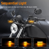 NTHREEAUTO Handlebar LED Turn Signals Mini Motorcycle Blinkers Front Running Light Universal Compatible with Harley Sportster Dyna Honda Shadow Kawasaki Vulcan Yamaha V-Star Road Star