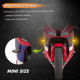 NTHREEAUTO 4PCS Motorcycle Turn Signals Mini Stalk Arrow Indicators LED Front Rear Amber Blinker Universal Compatible with Honda Kawasaki Ninja Suzuki Yamaha R1 R6 12V Motorbike