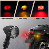 NTHREEAUTO Rear LED Turn Signals Bullet Motorcycle Blinkers Amber Red Brake Tail Light Compatible with Harley Sportster Dyna Honda Shadow Yahama Suzuki Kawasaki Chopper Bobber (Diode Bulbs)