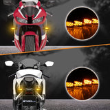 NTHREEAUTO 4PCS Motorcycle Turn Signals Mini Stalk Arrow Indicators LED Front Rear Amber Blinker Universal Compatible with Honda Kawasaki Ninja Suzuki Yamaha R1 R6 12V Motorbike