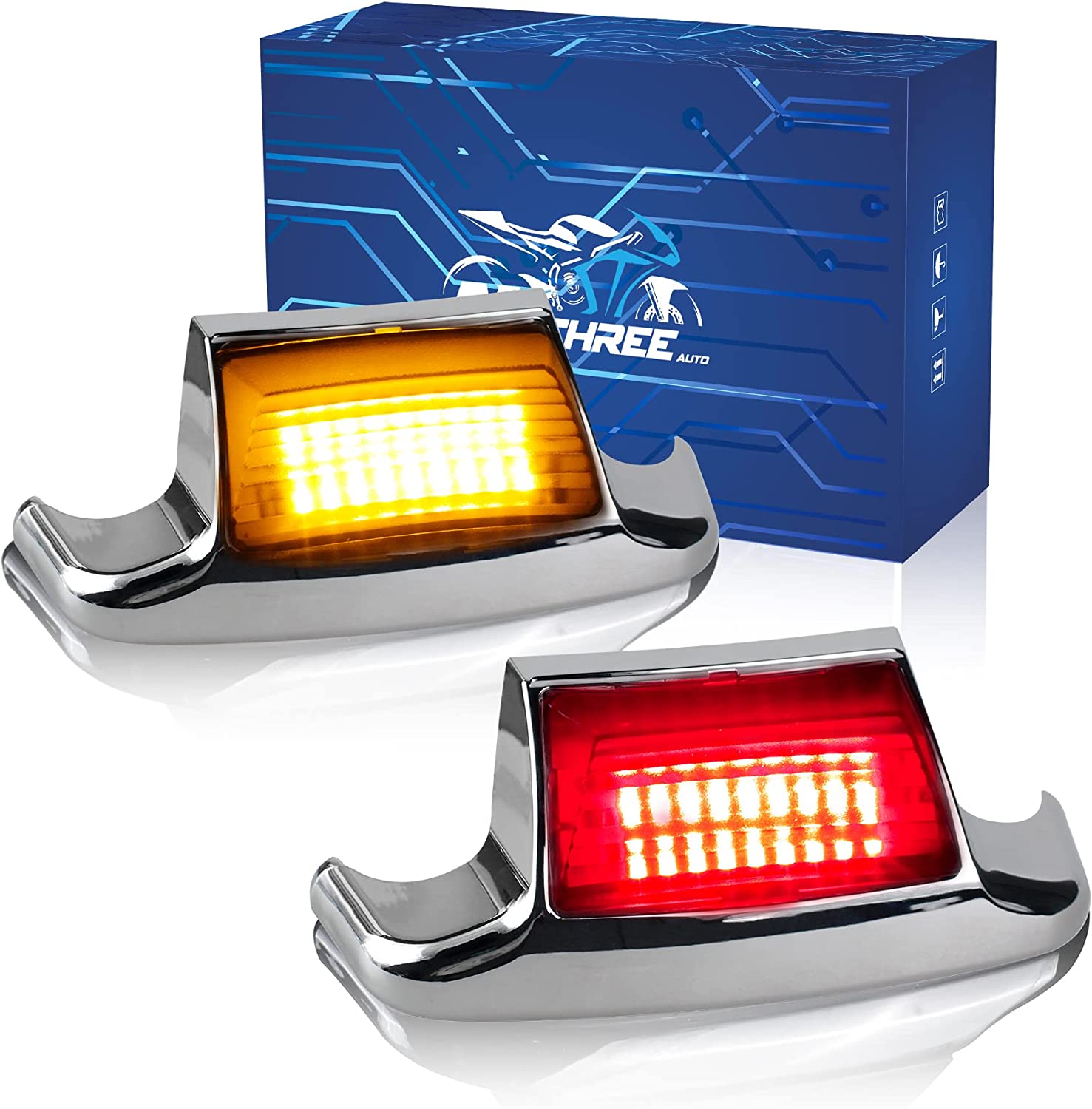thumbnail image 2 of NTHREEAUTO Smoked Fender Tip Light Lenses Cover Mud Guards Lights Compatible With Harley FLHR FLHT FLSTC(Front & Rear), Bumpers & Fenders - Canada 2 of 13