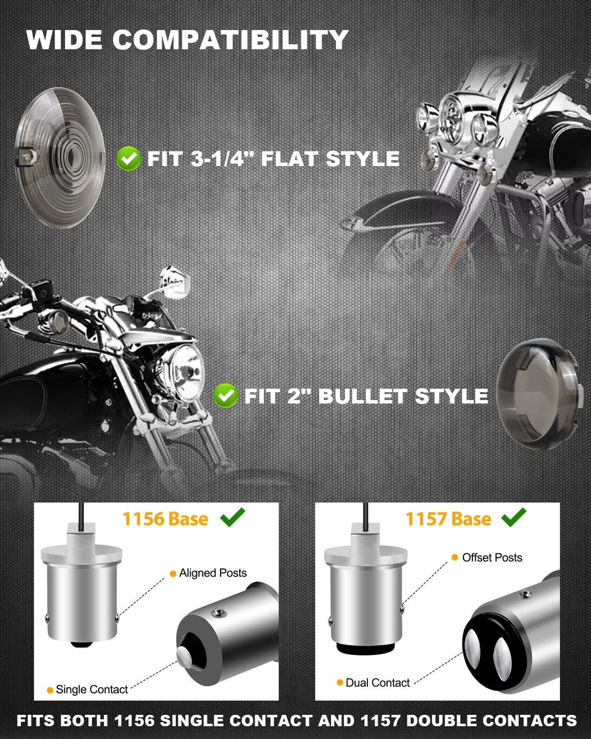thumbnail interactive-video image 1 of 3 1/4 Front & Rear LED Turn Signals For Harley Davidson 1 of 12