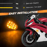 NTHREEAUTO Smoked Flush Mount Turn Signal LED Indicator Light Compatible with Yamaha YZF R1 R6 R6S, 12V Universal Motorcycle