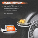 NTHREEAUTO 2PCS Front Rear Smoked Fender Light LED Fender Tip Tail Lights Compatible with Harley Road King Electra Glide Ultra Classic Heritage Softail Touring FLHR FLSTC FLHTC FLHTCU (Smoke Lens)