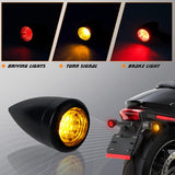 NTHREEAUTO Rear LED Turn Signals Bullet Motorcycle Blinkers Amber Red Brake Tail Light Compatible with Harley Sportster Dyna Honda Shadow Yahama Suzuki Kawasaki Chopper Bobber (Diode Bulbs)